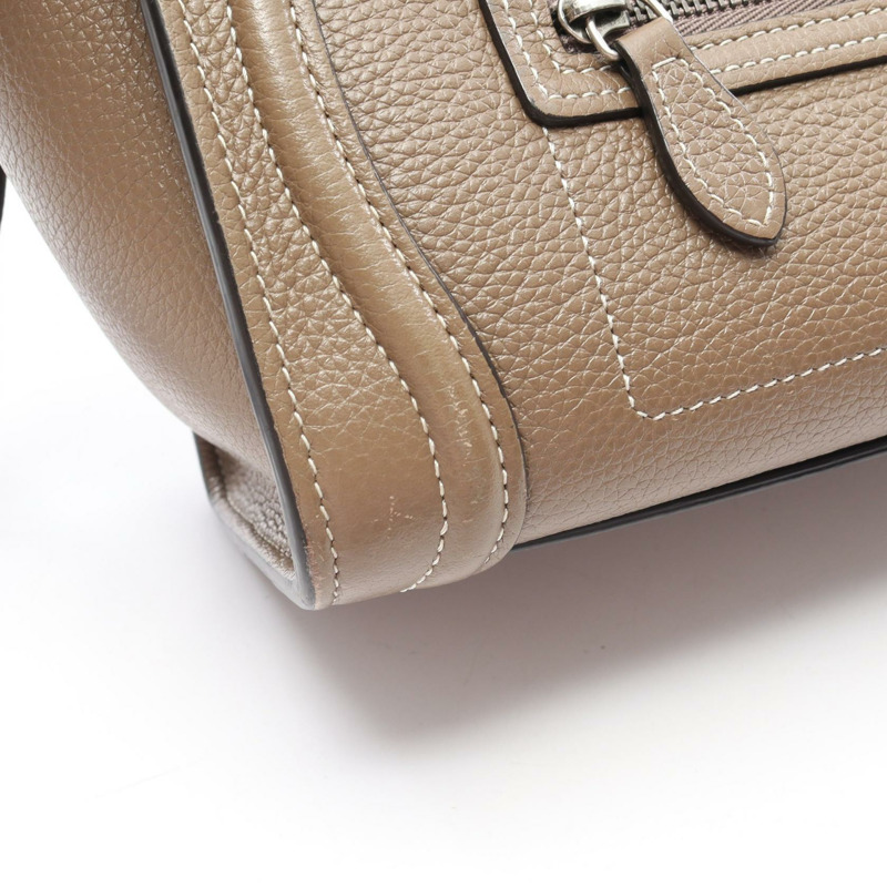 CELINE Luggage Nano Shopper 單肩手提包 189243 皮革 灰色 二手 女士-11