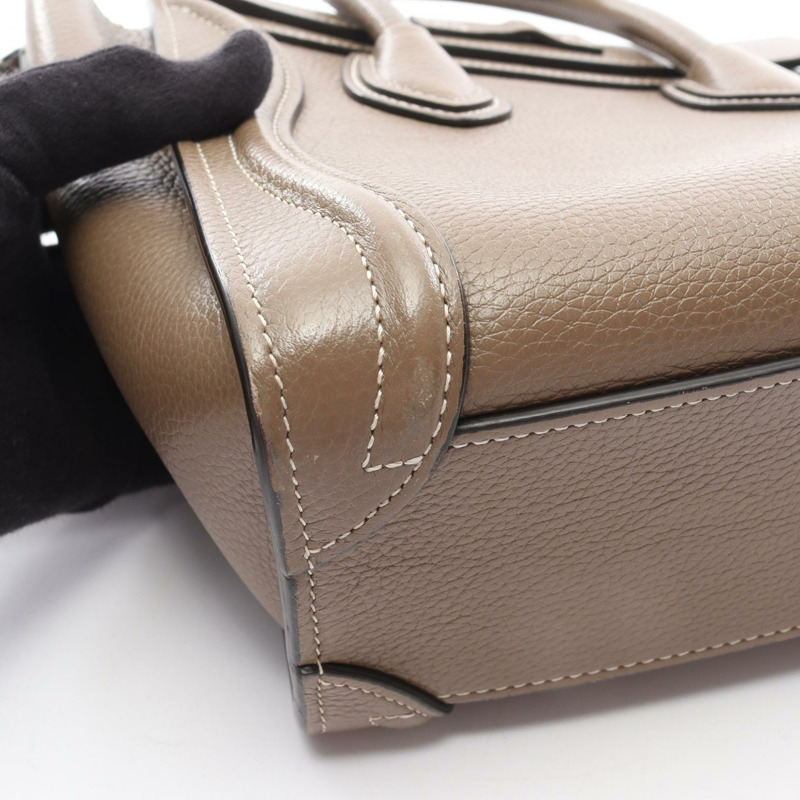 CELINE Luggage Nano Shopper 單肩手提包 189243 皮革 灰色 二手 女士-13