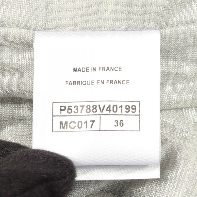 香奈兒格紋斜紋軟呢無領外套 P53788V40199 真絲聚酯纖維 白色 黑色 二手 女款-5
