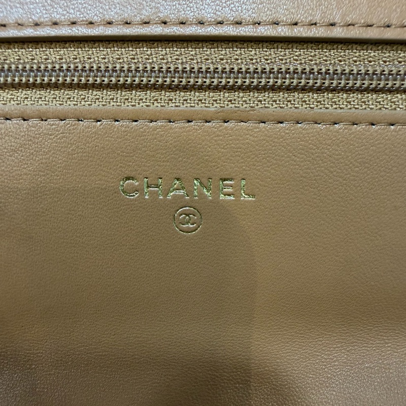 CHANEL AP0957 19 WOC 奶茶色 泰式奶茶 羊皮 金釦 斜背包 鏈子皮夾 發財包 肩背包-30