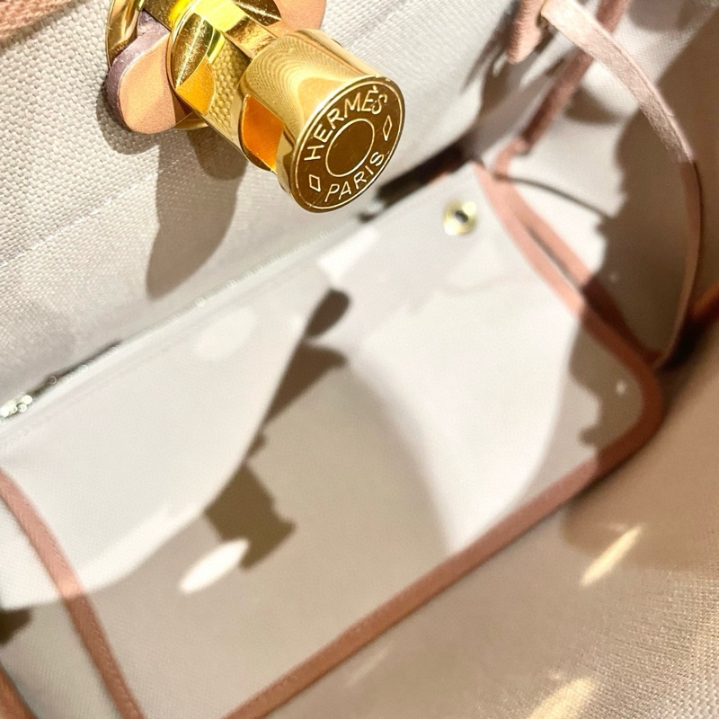 Hermes 愛馬仕herbag31 焦糖拼奶咖色🧋u刻金扣帆布-6