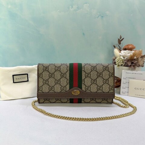 GUCCI Ophidia GG帆布翻蓋WOC鏈包