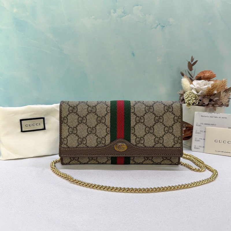 GUCCI Ophidia GG帆布翻蓋WOC鏈包-0
