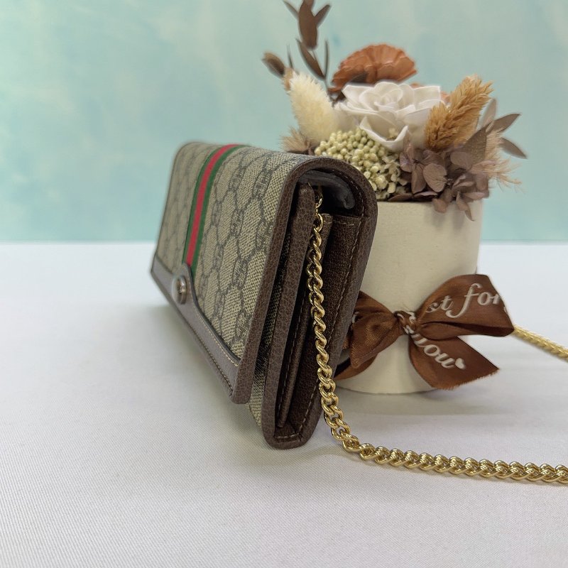 GUCCI Ophidia GG帆布翻蓋WOC鏈包-2