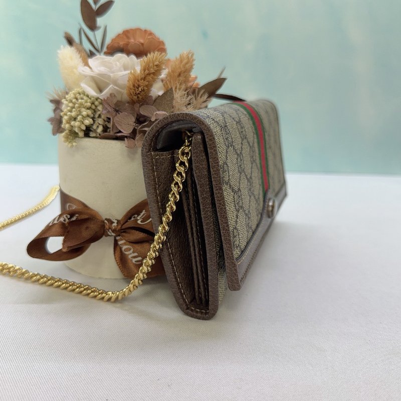 GUCCI Ophidia GG帆布翻蓋WOC鏈包-3