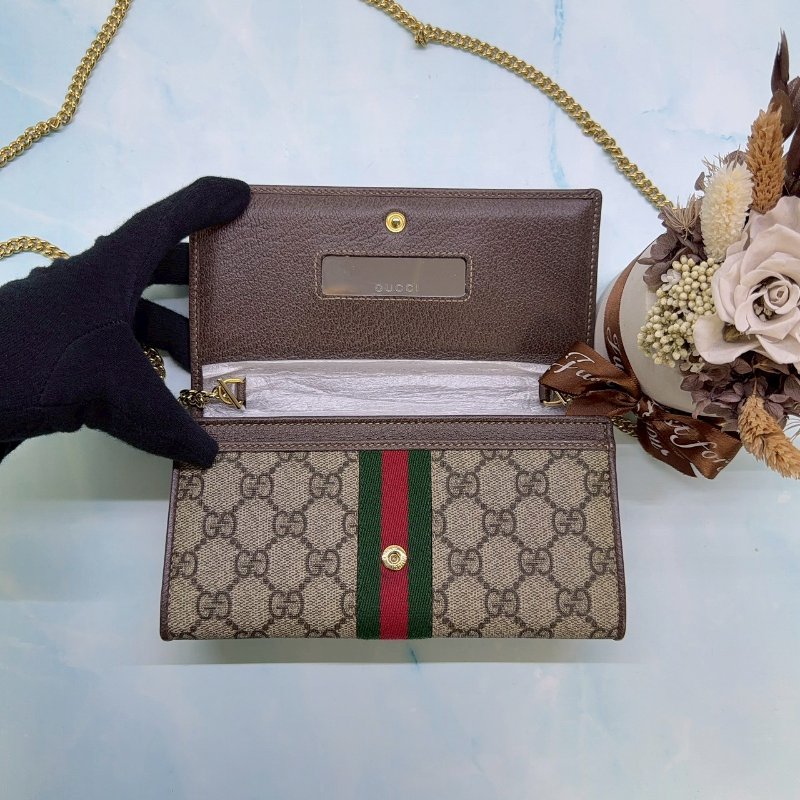 GUCCI Ophidia GG帆布翻蓋WOC鏈包-4