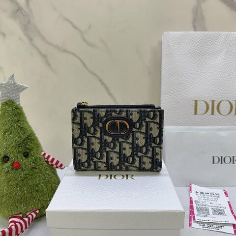 DIOR 30 Montaigne Dahlia帆布兩折短夾