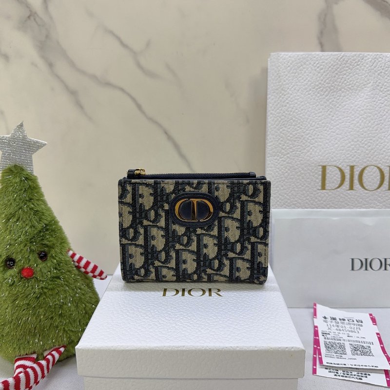 DIOR 30 Montaigne Dahlia帆布兩折短夾-0
