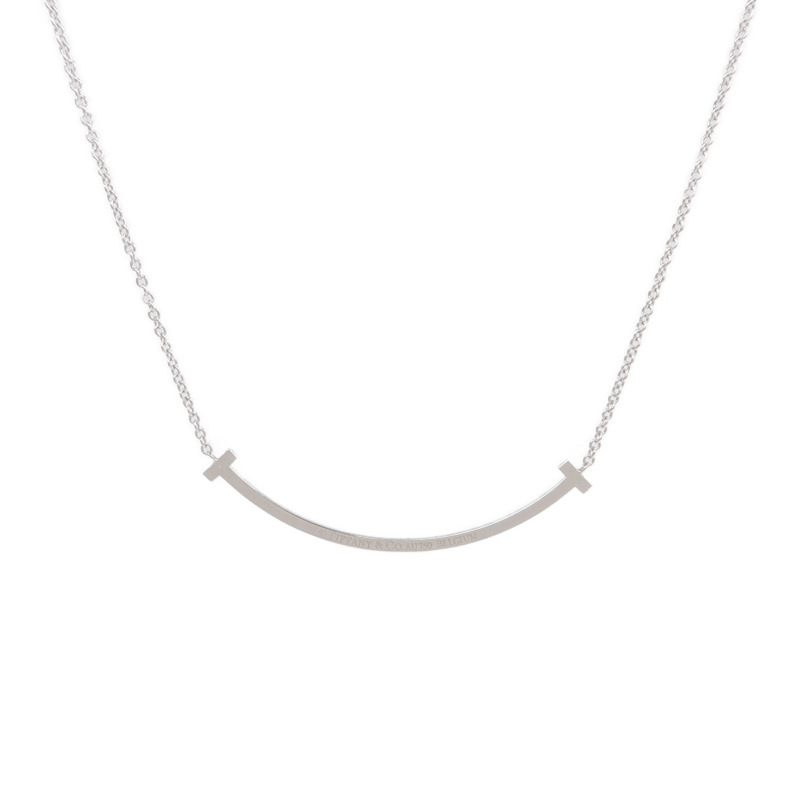 TIFFANY＆CO 18K白金T Smile Small鑽石項鍊-1