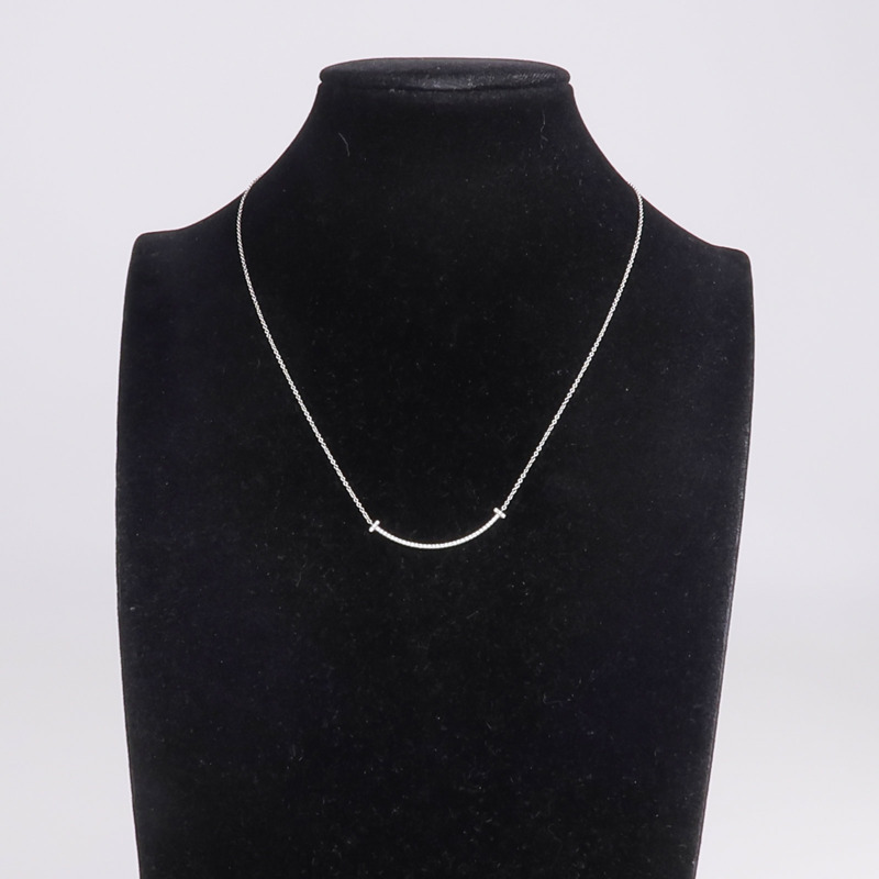 TIFFANY＆CO 18K白金T Smile Small鑽石項鍊-9
