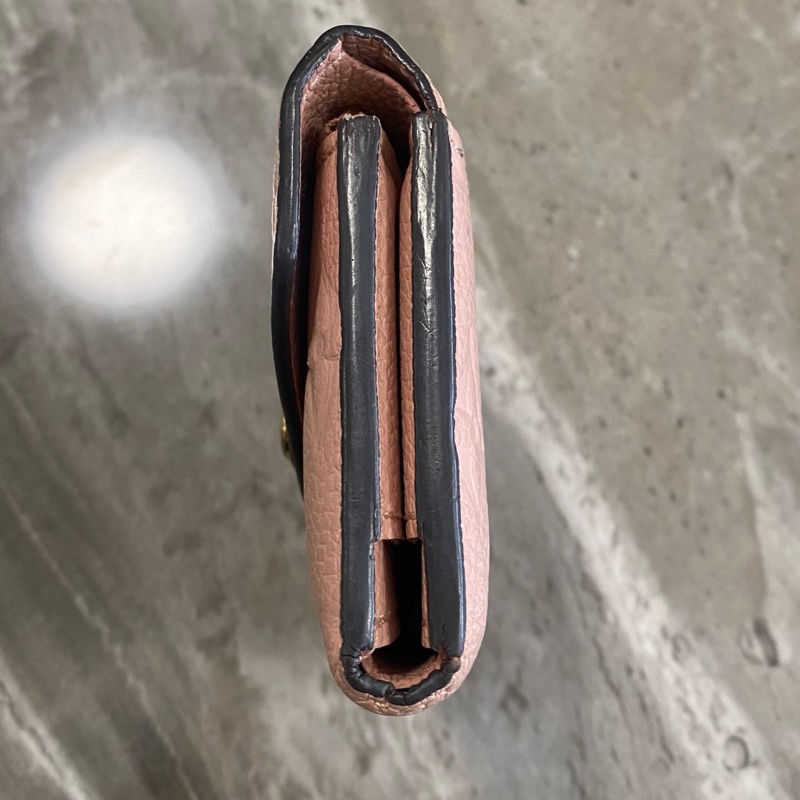 LV 路易威登 粉色壓紋 短款錢包 成色很新 芯片款  附件：單品-2