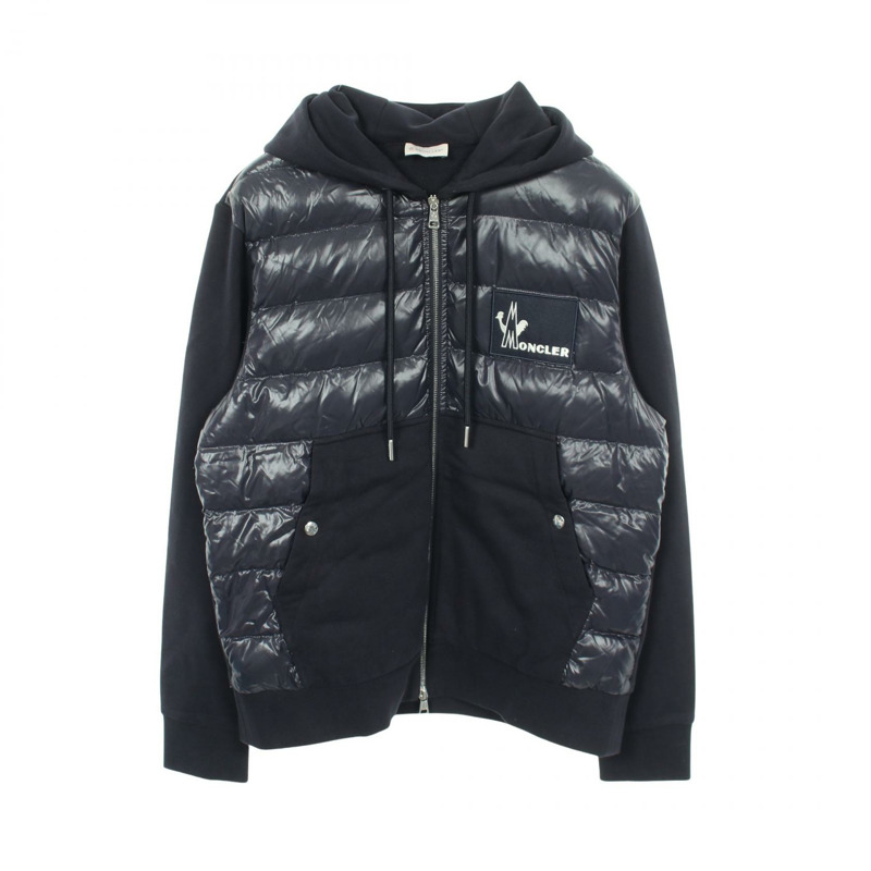 MONCLER 附帽羽絨外套 8428000 尼龍棉混紡 海軍藍 #XL 二手男款-0