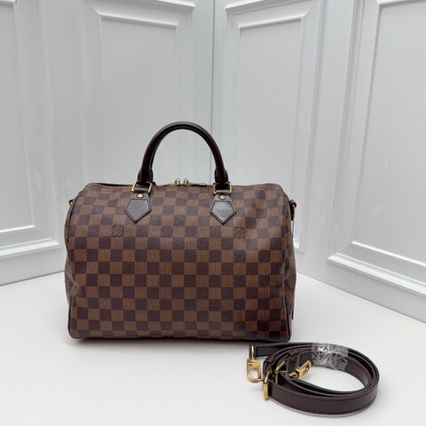 路易威登/Louis Vuitton Speedy30老花棕棋盤格