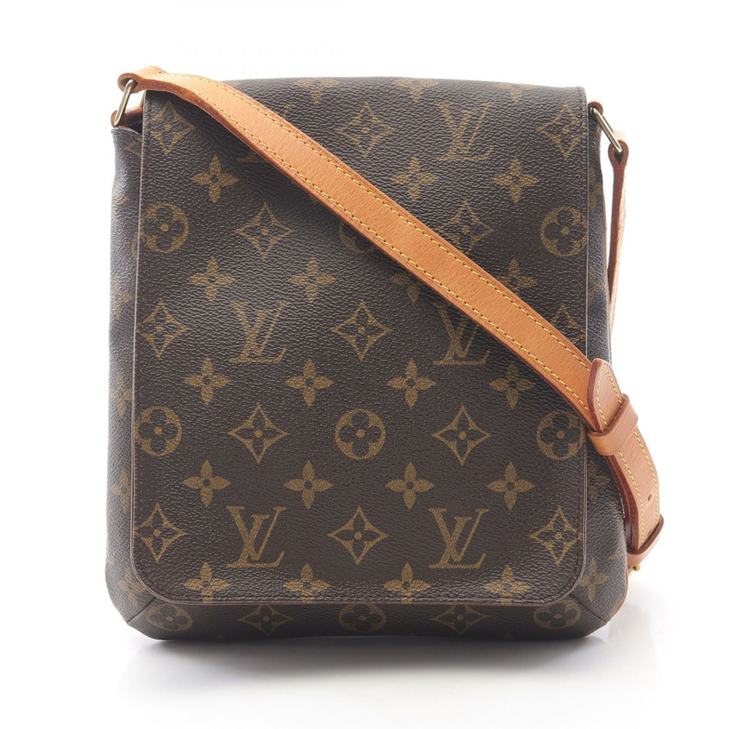 棕色 原花 帆布 Musette Salsa 肩背包【LOUIS VUITTON LV 路易威登】 M51387-0
