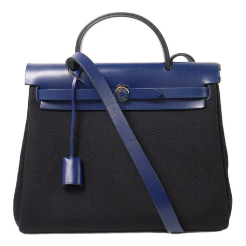 HERMES 帆布Herbag PM手挽肩背兩用袋Noir