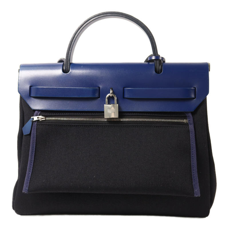 HERMES 帆布Herbag PM手挽肩背兩用袋Noir-1