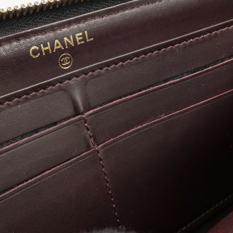 CHANEL 牛皮皮革Zipper Long Wallet長錢包-17