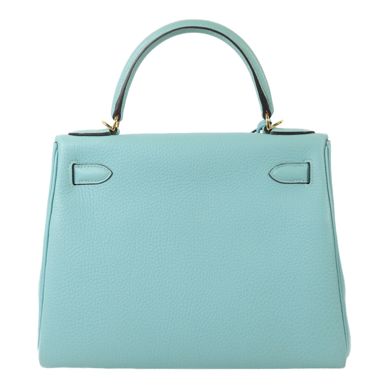 HERMES Togo皮革Kelly 28手挽肩背兩用袋Bleu Atoll-1