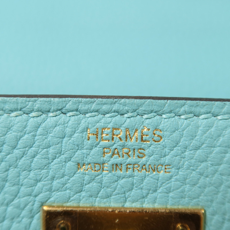 HERMES Togo皮革Kelly 28手挽肩背兩用袋Bleu Atoll-5