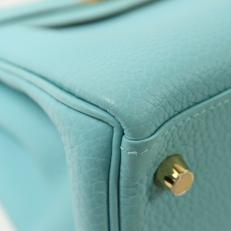 HERMES Togo皮革Kelly 28手挽肩背兩用袋Bleu Atoll-11