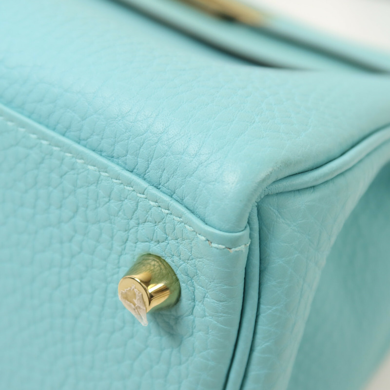HERMES Togo皮革Kelly 28手挽肩背兩用袋Bleu Atoll-12