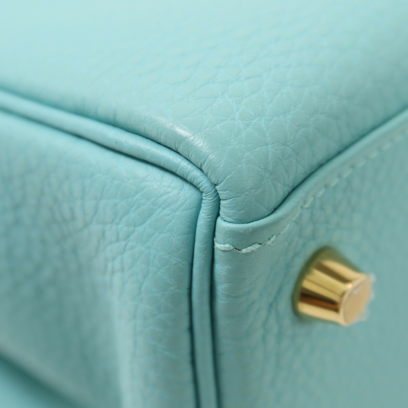 HERMES Togo皮革Kelly 28手挽肩背兩用袋Bleu Atoll-13