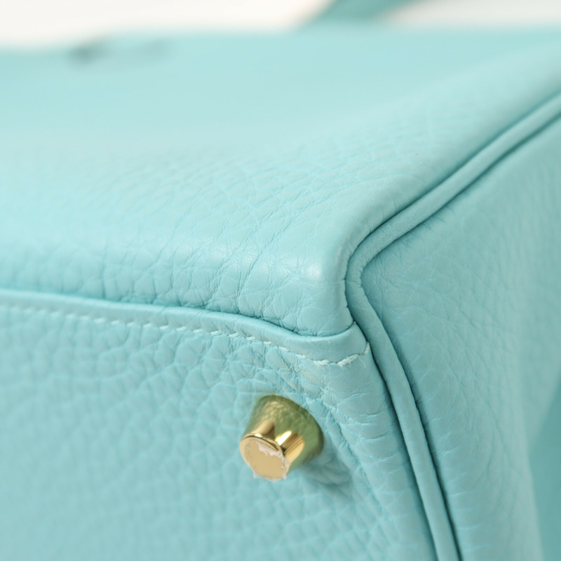 HERMES Togo皮革Kelly 28手挽肩背兩用袋Bleu Atoll-14