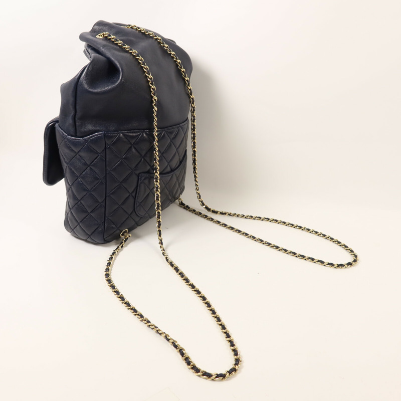 CHANEL 羊皮皮革Backpack鏈帶背包-7