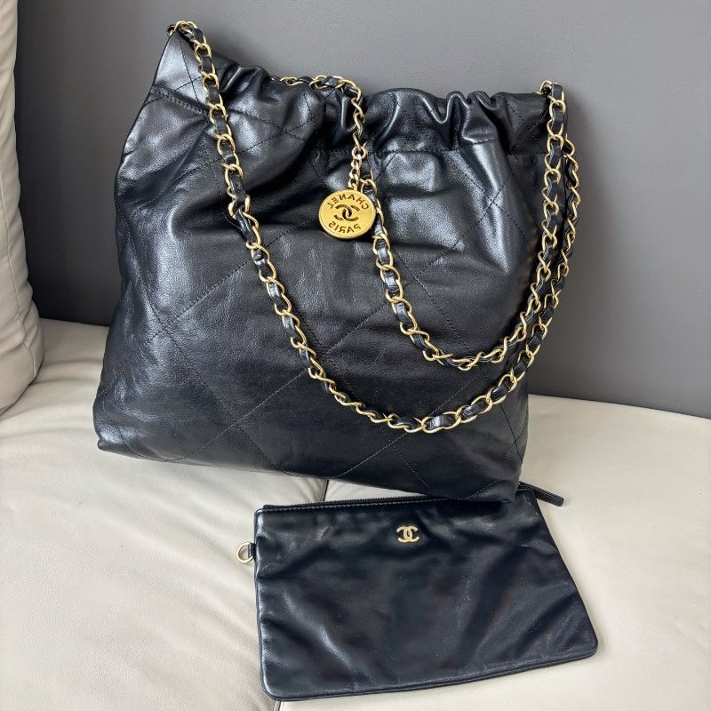 近新品 香奈兒/Chanel 黑金22bag小號垃圾袋 芯片款-2