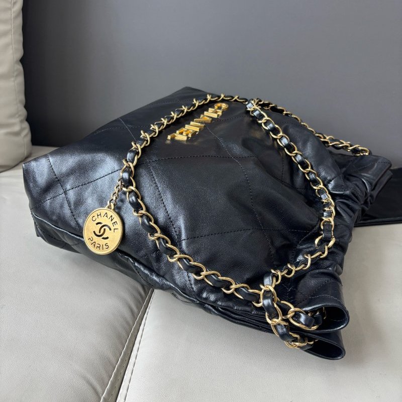 近新品 香奈兒/Chanel 黑金22bag小號垃圾袋 芯片款-4