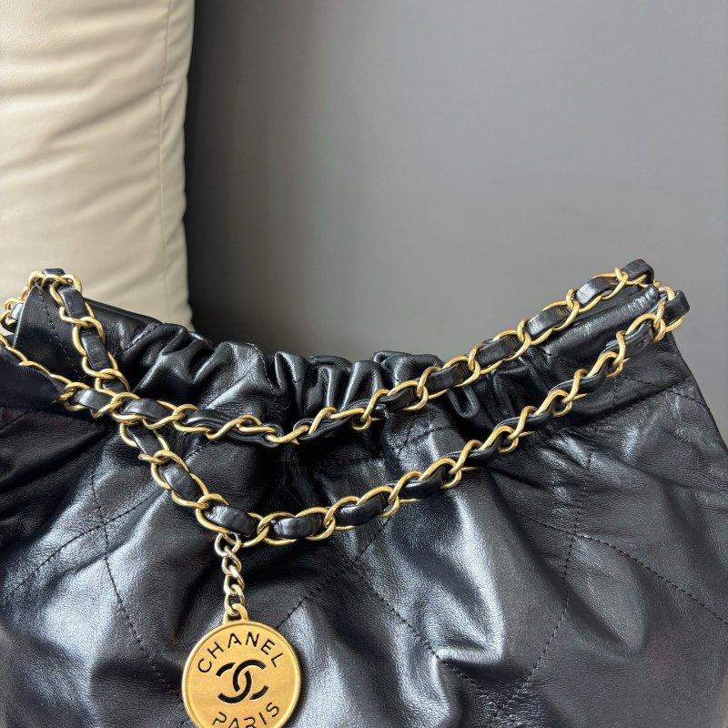 近新品 香奈兒/Chanel 黑金22bag小號垃圾袋 芯片款-5