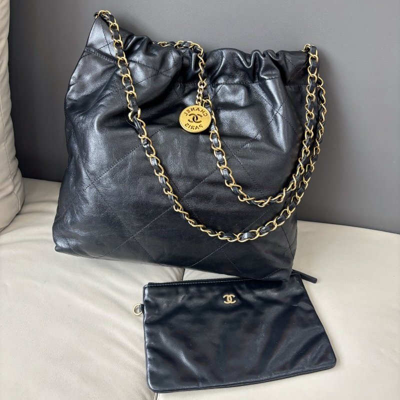 近新品 香奈兒/Chanel 黑金22bag小號垃圾袋 芯片款-7