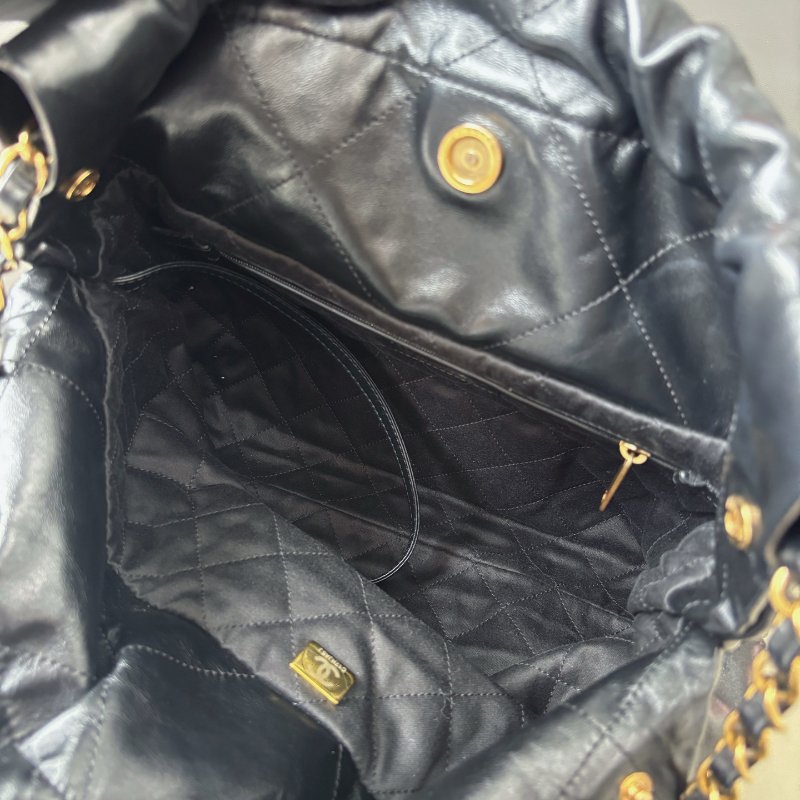 近新品 香奈兒/Chanel 黑金22bag小號垃圾袋 芯片款-9