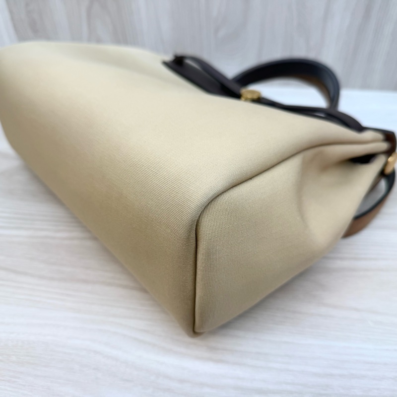 Hermes烏木色拚淺棕帆布Herbag31手提肩背包-11