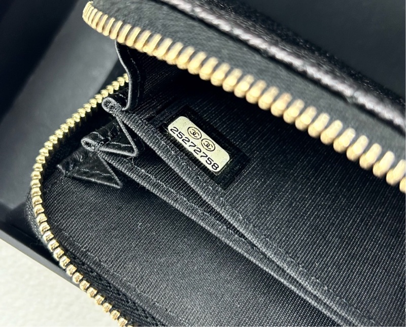 99新Chanel 黑金荔枝牛皮零錢包，鐳射25開，附件卡、塵袋、盒-5