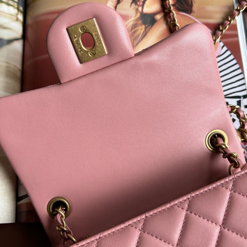 ✨ 金球方胖 ::CHANEL:: DUSTY ROSE 藕粉色經典菱格紋小羊皮小金球可調節鏈帶轉釦斜背包-6