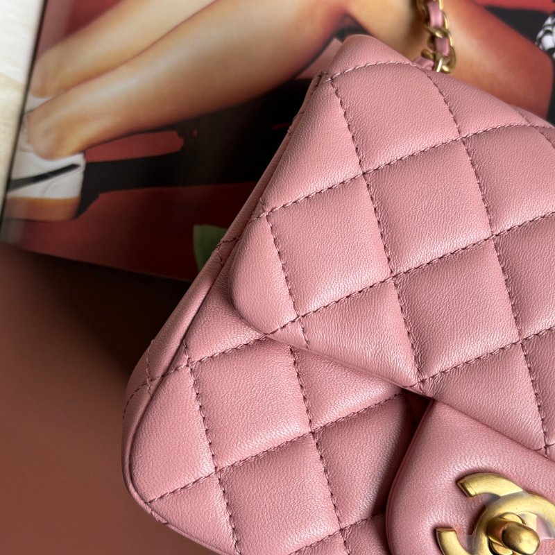 ✨ 金球方胖 ::CHANEL:: DUSTY ROSE 藕粉色經典菱格紋小羊皮小金球可調節鏈帶轉釦斜背包-7
