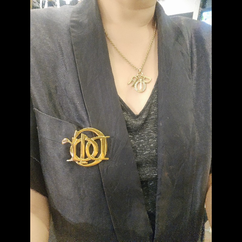VINTAGE DIOR水鑽字母古董項鍊1990-4