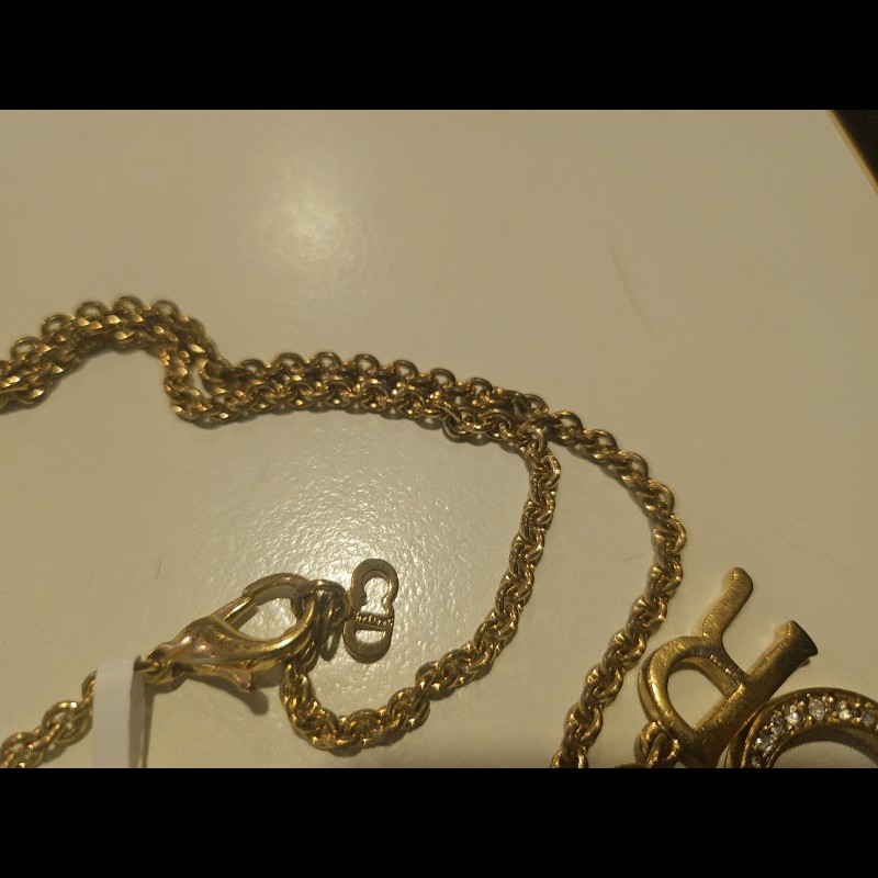VINTAGE DIOR水鑽字母古董項鍊1990-9