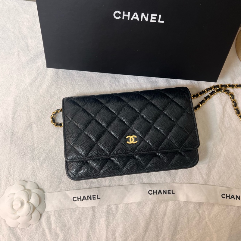 ෆ Chanel 黑金荔枝woc芯片款🈶購證-1
