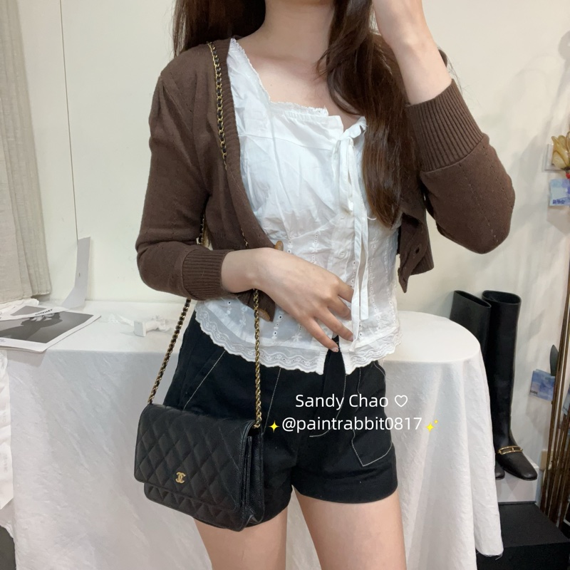 ෆ Chanel 黑金荔枝woc芯片款🈶購證-2