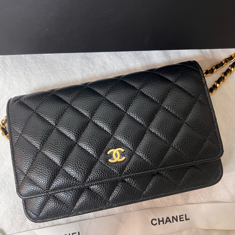 ෆ Chanel 黑金荔枝woc芯片款🈶購證-3