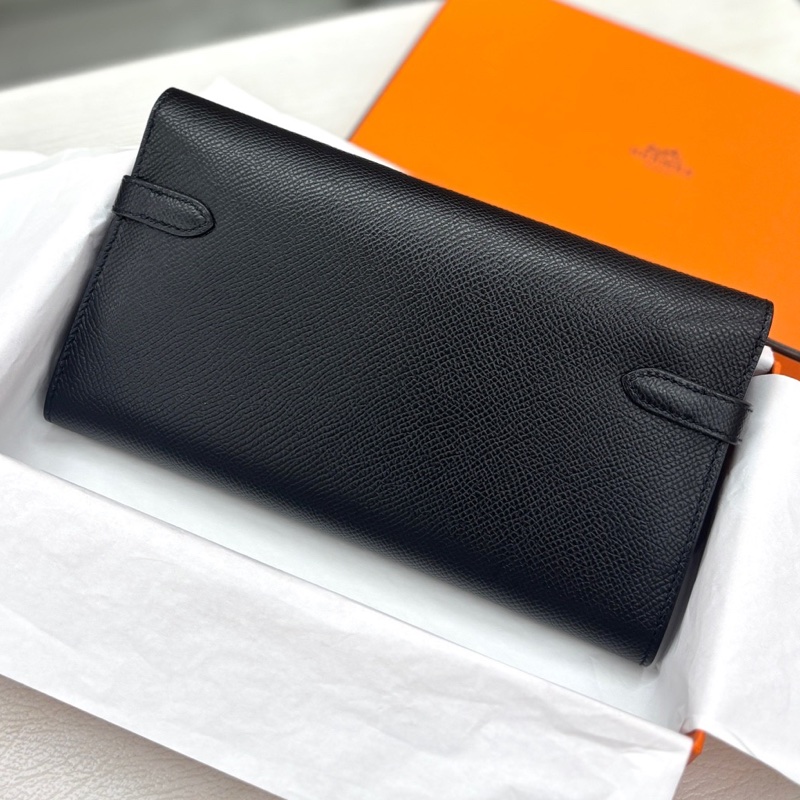 Hermes 黑金Kelly長錢包，D刻，epsom，附件原盒-1