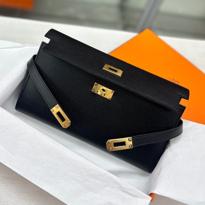 Hermes 黑金Kelly長錢包，D刻，epsom，附件原盒-2