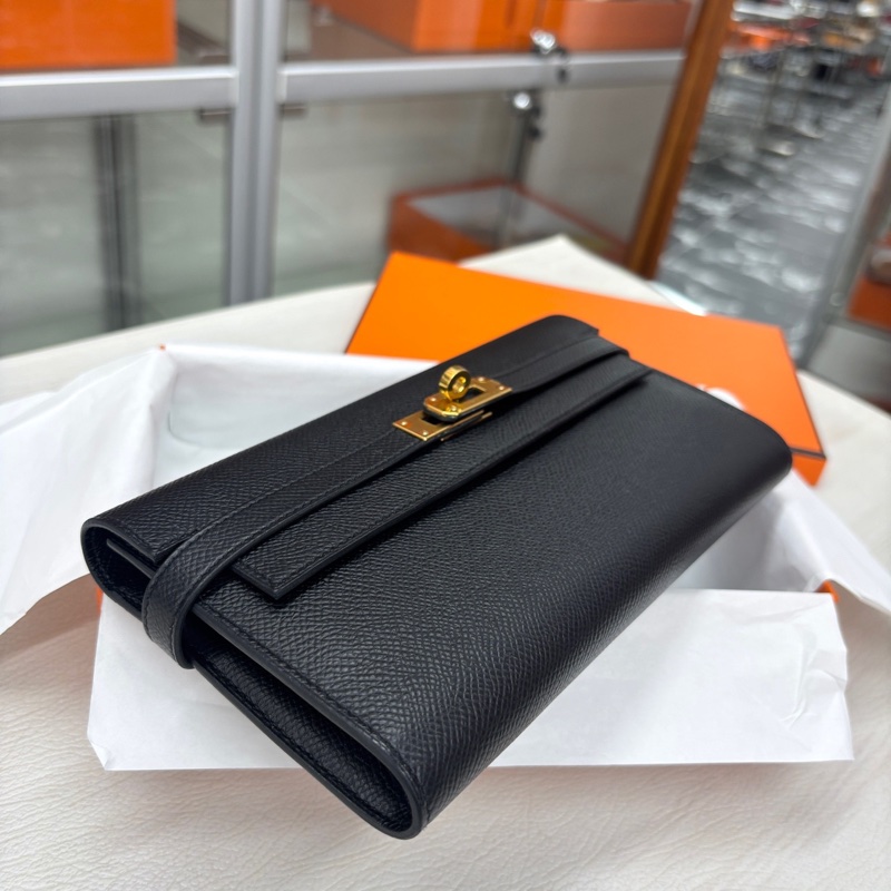 Hermes 黑金Kelly長錢包，D刻，epsom，附件原盒-4