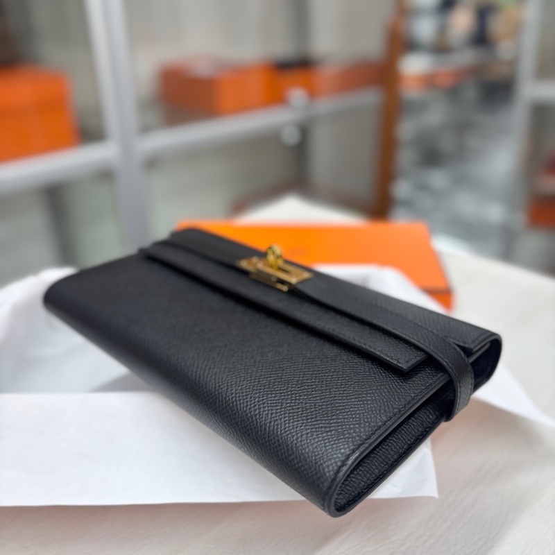 Hermes 黑金Kelly長錢包，D刻，epsom，附件原盒-5