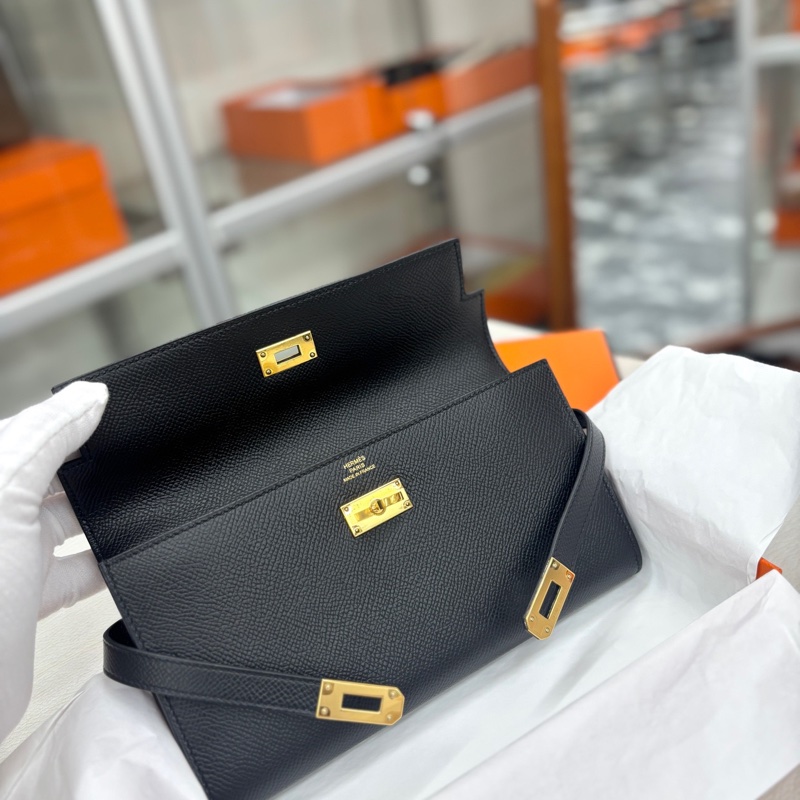 Hermes 黑金Kelly長錢包，D刻，epsom，附件原盒-8
