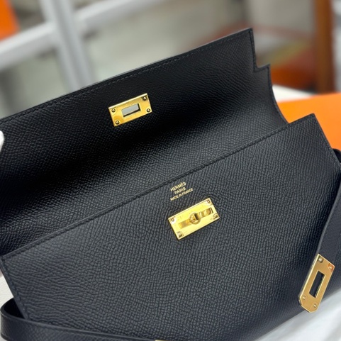 Hermes 黑金Kelly長錢包，D刻，epsom，附件原盒-9