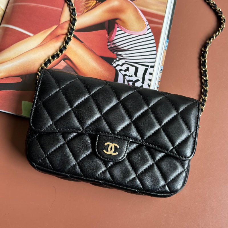 ::Chanel:: Classic Flpa Phone Holder With Chain 經典格紋雙C金釦鍊帶手機包-0