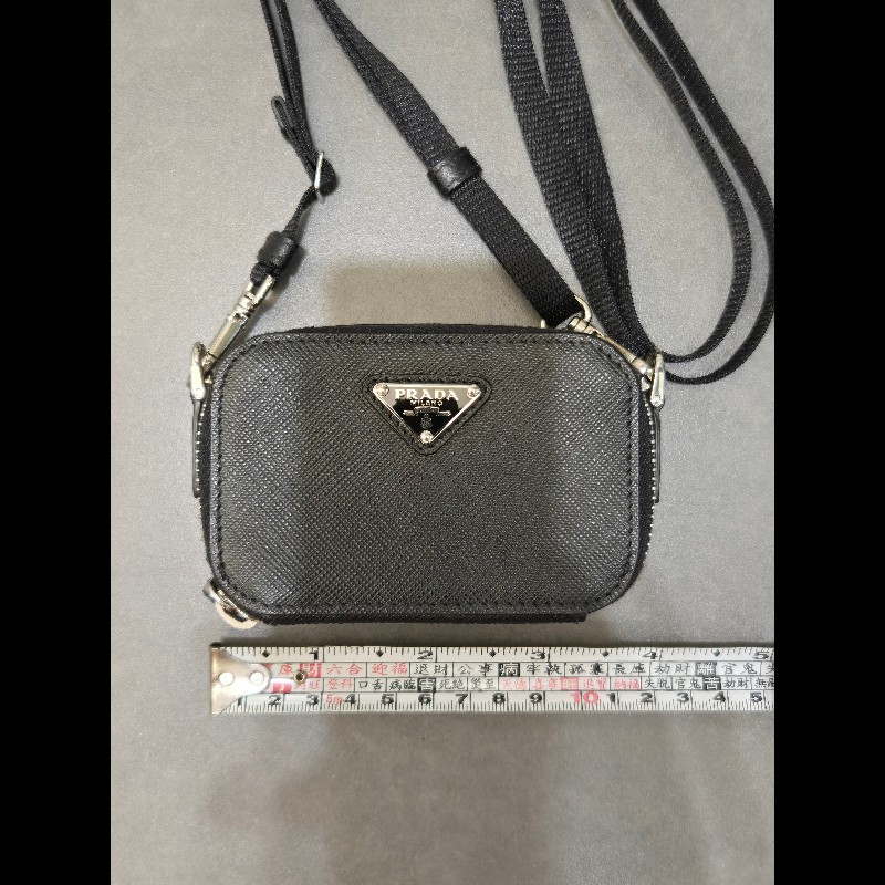 PRADA 普拉達 Saffiano 可拆斜背防刮牛皮零錢卡片小包-5
